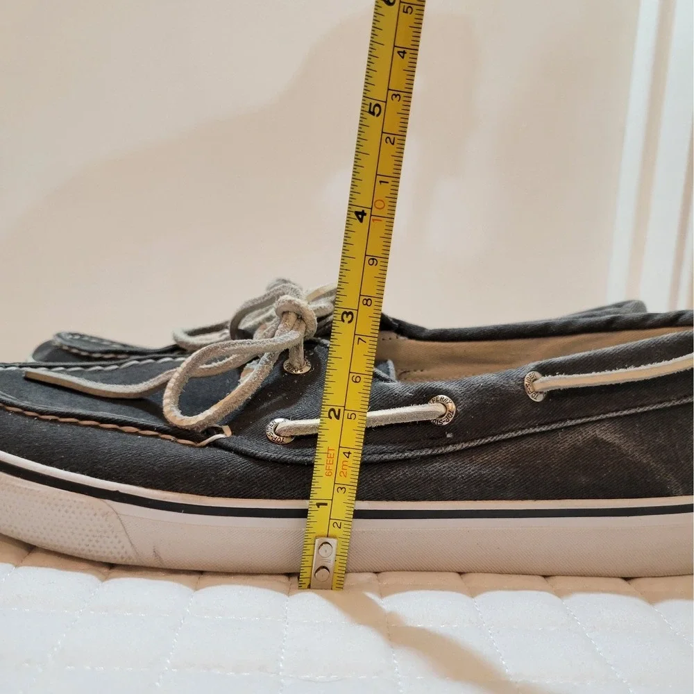 Sperry Top-Sider Women's 9.5 Canvas Boat Deck Shoes Dark Gray Fishermancore Prep